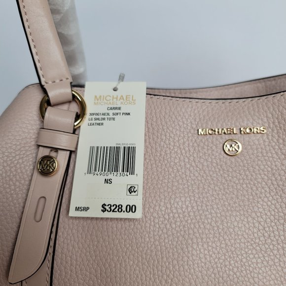 MICHAEL KORS Carrie Pebbled Leather Large Shoulder Tote- Soft Pink color⭐ - Picture 16 of 16